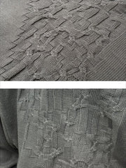 Vintage Asymmetric Woven Knit Hoodie