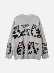 Vintage Cat Jacquard Knit Cardigan