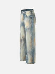 Vintage Distressed Dyed Straight Jeans