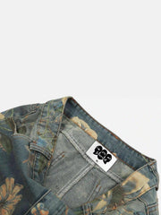 Vintage Distressed Floral Jeans
