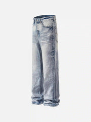 Vintage Distressed Washed Straight Jeans