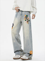 Vintage Floral Towel Embroidered Jeans