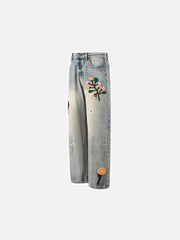 Vintage Floral Towel Embroidered Jeans