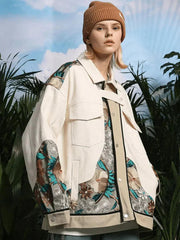 Vintage Flower Embroidery Stitching Jacket