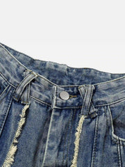 Vintage Fringed Raw-Edge Oversized Jeans