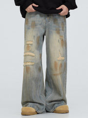 Vintage Graffiti Washed Distressed Jeans