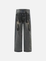 Vintage Number Print Jeans