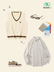 Vintage Preppy Style Knit Sweater Vest