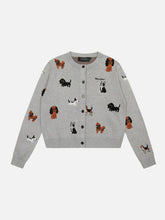 Vintage Puppy Embroidery Knit Cardigan