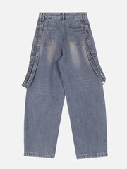 Vintage Solid Double Strap Jeans