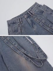 Vintage Solid Double Strap Jeans