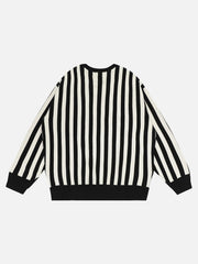 Vintage Vertical Striped Preppy V-Neck Sweater
