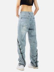 Vintage Wash Adjustable Zip Jeans