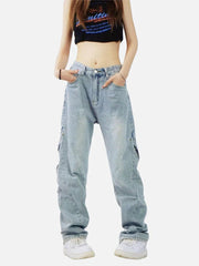 Vintage Wash Adjustable Zip Jeans
