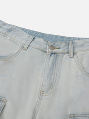 Vintage Washed Multi-Pocket Work Jeans