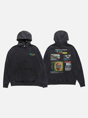 Vintage Washed Print Hoodie