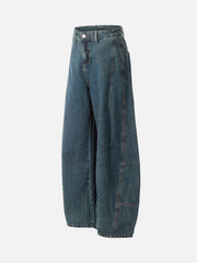 Washed Deconstructed Split Scimitar Baggy Barrel Jeans