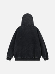 Washed Flame Printed Fleece Hoodie