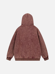 Washed Flame Printed Fleece Hoodie
