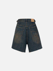 Washed Fringe Denim Jorts