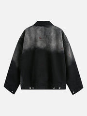 Washed Ink Gradient Ripped Denim Jacket