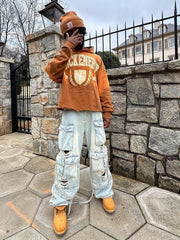 Washed Multi-Pocket Work Cargo Jeans