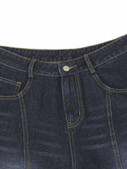 Washed Ripped Embroidered Barrel Jeans