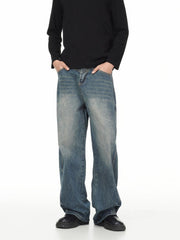 Washed Wrinkle Loose Jeans