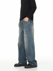Washed Wrinkle Loose Jeans