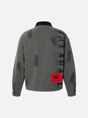 Wasteland Style Portrait Print Patchwork Barn Jacket