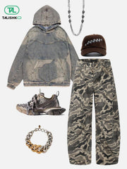 Wrinkle Camouflage Loose Jeans