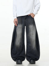 Wrinkle Loose Barrel Jeans