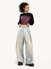 Wrinkle Washed Loose Jeans