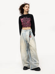 Wrinkle Washed Loose Jeans