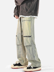 Zip Pocket Drawstring Jeans