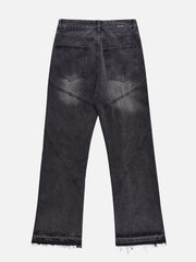 Zipper Decoration Washed Jeans