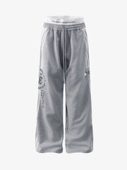 Retro Striped Double Waist Pants
