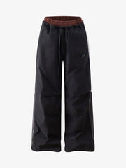 Retro Patchwork Faux Two-Piece Double Waist Casual Pants