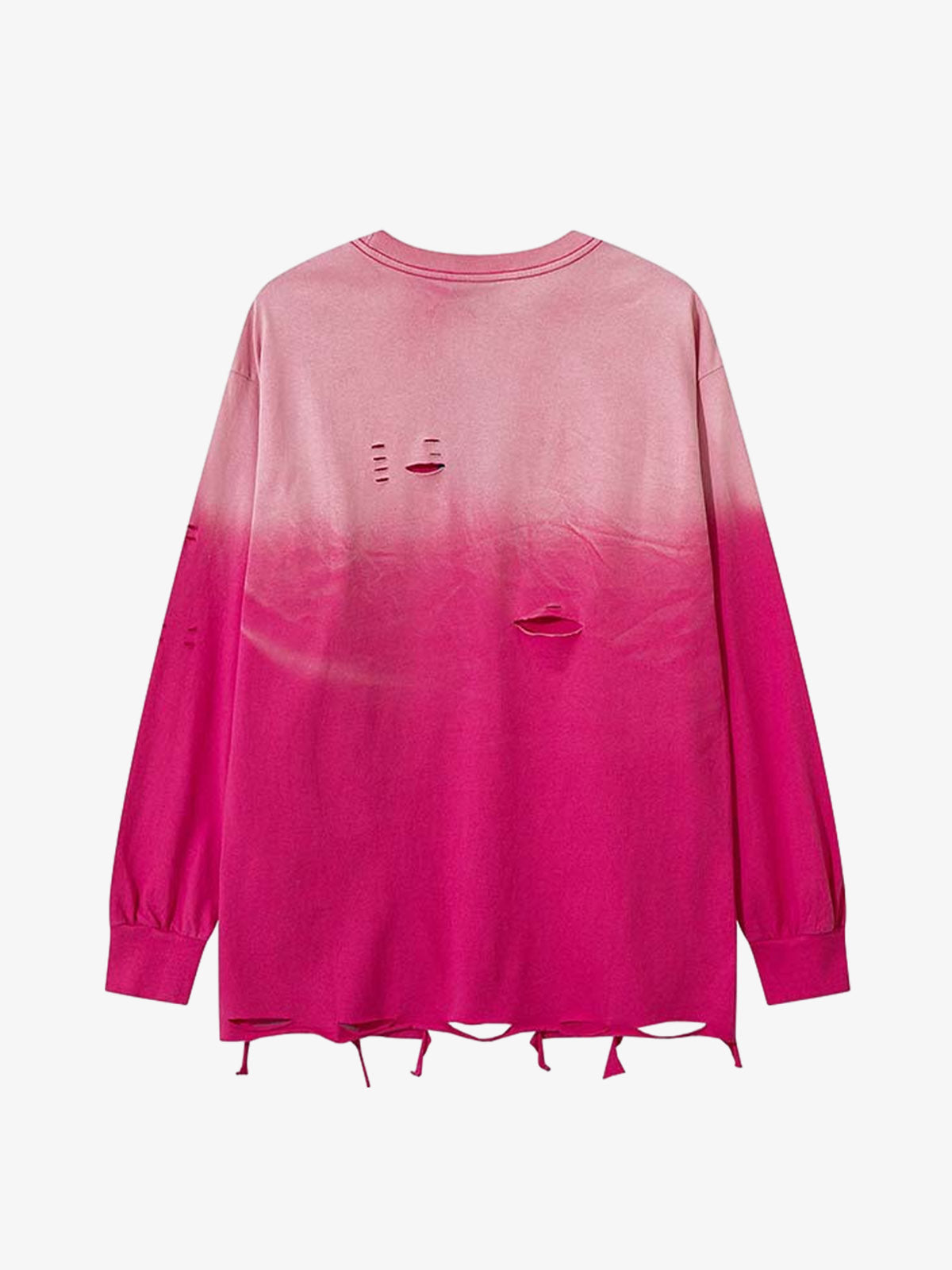 Gradient Hole Contrast Color Long Sleeve T-Shirt