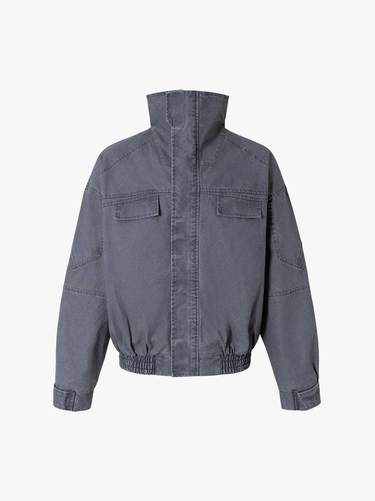 Vintage Washed Distressed Deconstructed High Collar Jacket