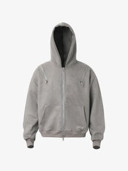 Suede Double-Ended Zippered Cropped Hooded Jacket