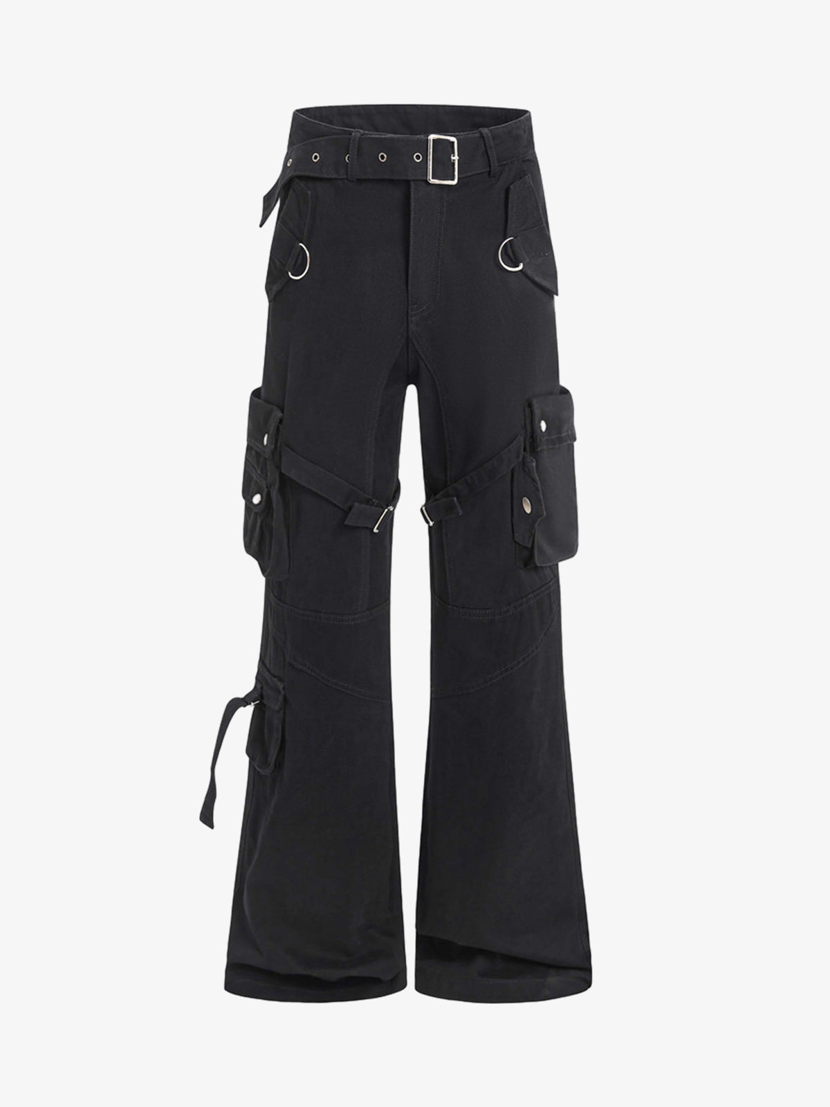 Multi-Pocket Cargo Flared Pants