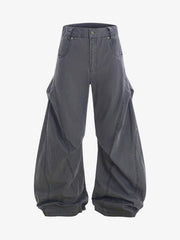 Vintage Distressed Pleated Barrel Pants