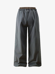 Retro Patchwork Faux Two-Piece Double Waist Casual Pants