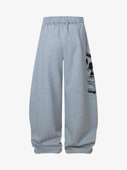 Dark Street Character Print Waist Strap Detail Barrel Pants
