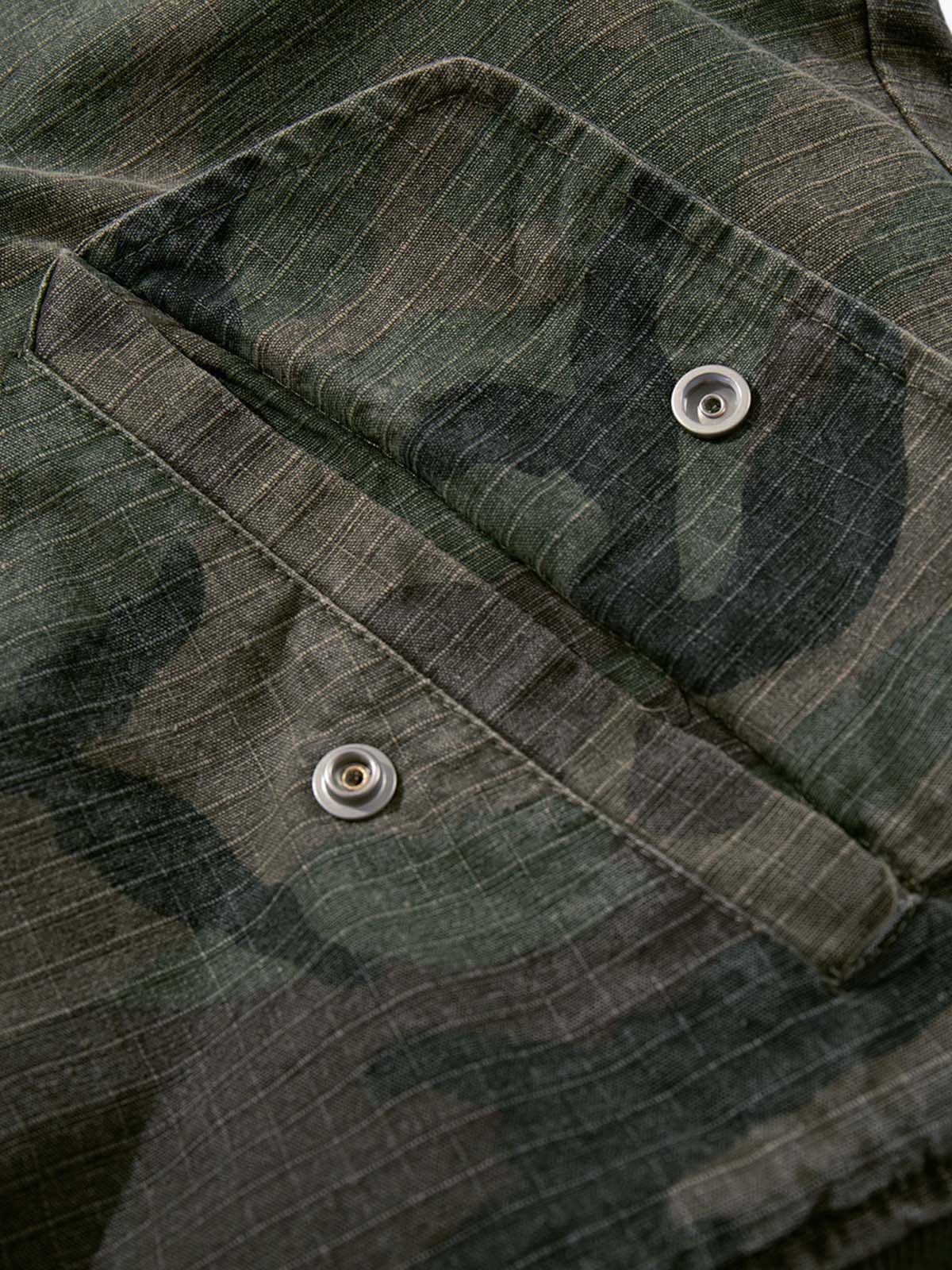 Retro Camouflage Faux Two-Piece Bomber Jacket