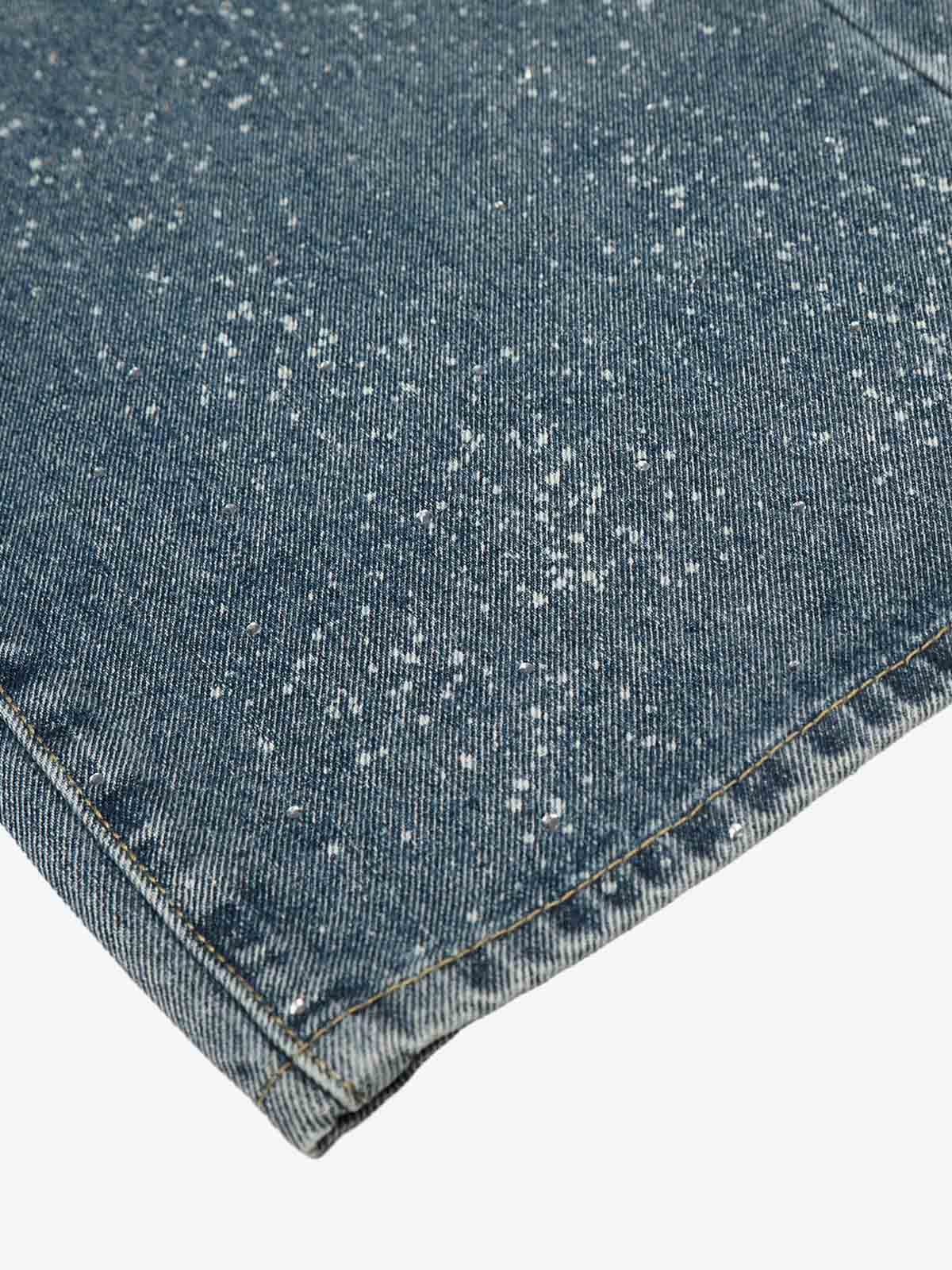 Street Distressed Washed Diamond Patch Jeans