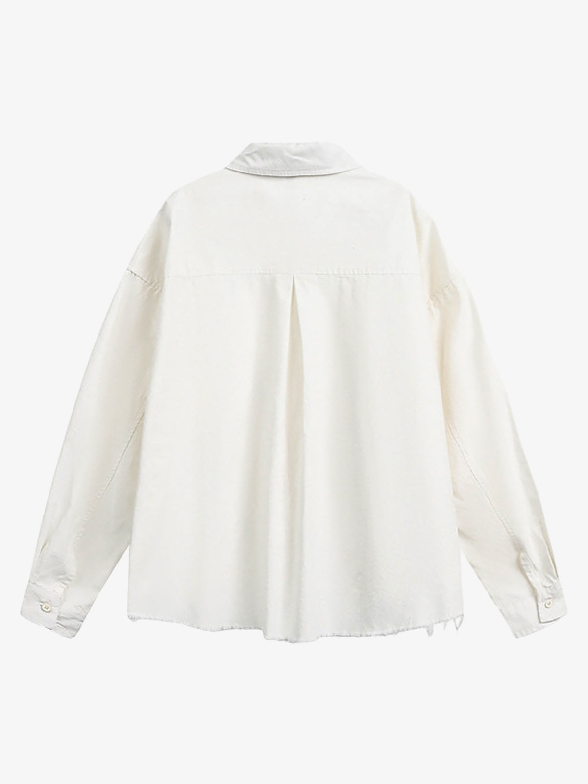 Fun Distressed Raw-Edge Printed Long-Sleeved Shirt
