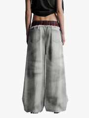 Waistband Patch Drawstring Jeans