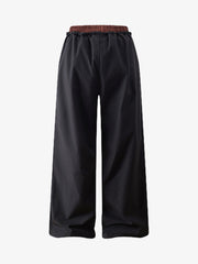Retro Patchwork Faux Two-Piece Double Waist Casual Pants